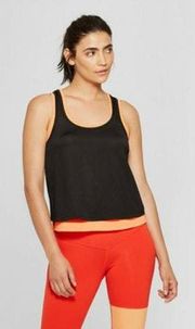 Joy Lab Black And Orange Mesh Double Layer Tank