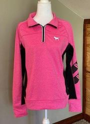 PINK - Victoria's Secret Victoria’s Secret Pink Black Pink Quarter Zip Activewear Jacket Small