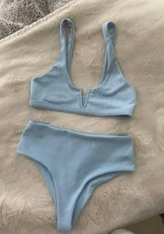 Zaful Baby Blue High Waisted Bikini