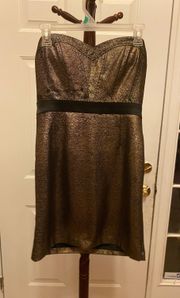 GOLD & BLACK STRAPLESS MINI DRESS SIZE L