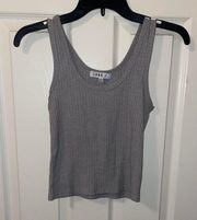 Love J Grey Ribbed Cropped Tank Top