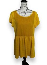 Suzanne Betro Weekend Goldenrod Short Sleeve Smock Babydoll Eyelet Top Shirt XL