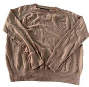 Olivaceous Sweater Women Small Solid Tan Long Sleeve Crew Neck Knit Rayon Blend