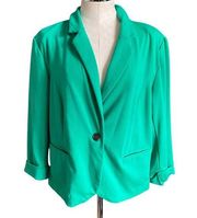 Catherine Malandrino Golf Green One Button Ponte Knit Blazer Jacket Size XXL