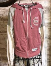 PINK - Victoria's Secret Victoria’s Secret pink sweatshirt size XS tri colored hoodie pink vs top zip up‌