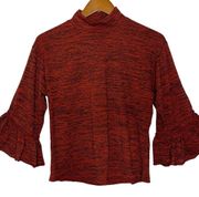 Roommates Women mock neck big bell sleeves red black top size M NWT