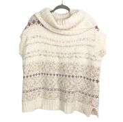 Free People Snow Bunny fair isle cowl neck poncho sweater size XS