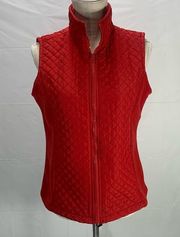 IZOD Red Full Zip Quilted Fleece Vest Size Small