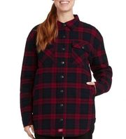 NWT Dickies Red/Black Buffalo Check Shacket Oversized Jacket Snap Up Pockets S