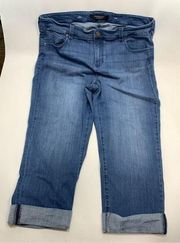 Liverpool Women's The Crop Rolled Cuffed Hem Stretch Denim Jeans Blue Size 22W