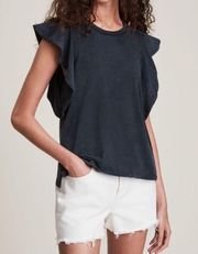 All Saints Lara Ruffle Cami Blouse in Acid Washed Black Size US 2 NWT