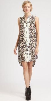 Mara Hoffman Brown White Leopard Animal Print Hi-Lo Tunic Dress Size S