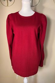 Anne Klein Tuck Shoulder Cotton & Cashmere Crewneck Sweater In Titan Red S