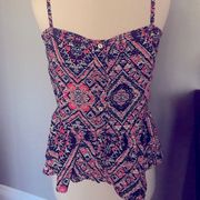 Peplum Tribal Pattern Tank Top