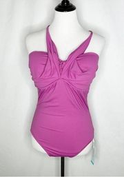 SEAFOLLY Wrap Front Bandeau Maillot Berry Swimsuit NWT in Size 16