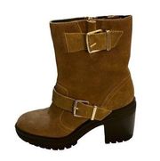 KENNETH COLE Women's Rhode Double Buckle Platform Boots. Size: 7 Color: Dk Taupe