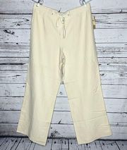 Coldwater Creek NWT 1X (16W-18W) Ivory Silk/Linen Blend Pull-On Wide Leg Pants