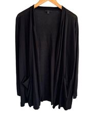 COS Black Long Length Open Front Cardigan Sweater - size Large