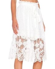 JOA lace midi skirt white