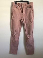 EUC Forever 21 Pink Corduroy Distressed Jean Pant sz 30