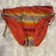 Robin Piccone bikini bottom striped metallic red orange yellow swimwear New Sz L