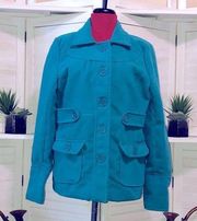 Vintage Y2K Bongo Emily in Paris style teal blue pea coat jacket sz L