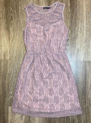 Womens Purple Lace Dress - M