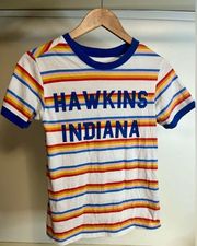 Stranger Things Netflix Rainbow Stripe Hawkins Indiana Ringer T-Shirt XS