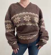 Vintage 90s Coogi Vibes Brown Tan Fair Isle Grandpa Oversized Chunky Sweater