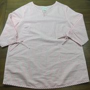 Women’s Size L Pink Striped 3/4 Sleeve Summer Lightweight Blouse