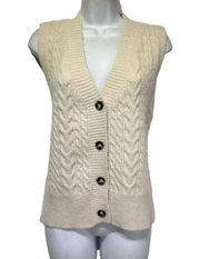 sundays in brooklyn Anthropologie cable knit Sleeveless Button Up sweater vest M