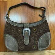 Ariat Suede Brown Western Embellished Shoulder Bag