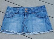 SO Distressed Hem Y2K Denim Jean Skirt