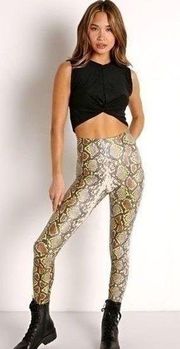 Commando Faux Animal Legging with Control Neon Snake