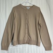 Beige Button Front Cardigan Sweater Women’s Size Large