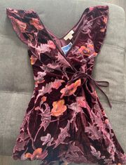 Burgundy Floral Wrap Dress