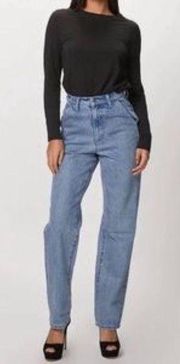 We Wore What mom jeans indigo rigid denim size 31 Danielle Berstein high rise
