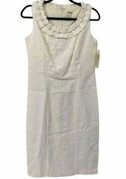 Sangria Off White Sleeveless Beaded Neckline Dress