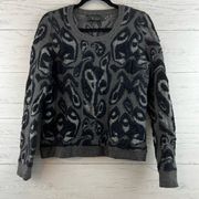 Rag & Bone Gray and Black Abstract Wool Sweater Size M