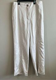 Ann Taylor Women’s Cream Linen Blend Wide Leg Trousers Pants 10