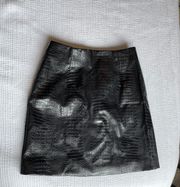 Print Black Leather Mini Skirt