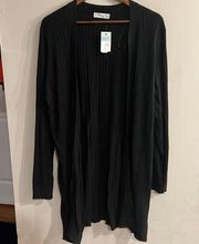 PRIMARK Women’s Black Stretch Knit Ribbed Open Front Long Duster Cardigan XL NEW