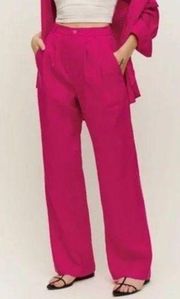 Reformation Mason Dress Pants Pleated Wide Leg Bright Pink Women’s Size 2