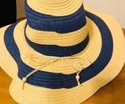 Panama Jack Navy Straw Floppy Beach Hat