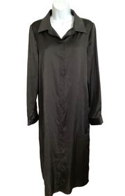 Long Sleeve Satin Shirt Dress Size S