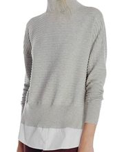Layered Look Shirt Sweater Grey White