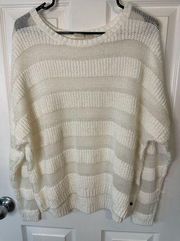 Roxy Cable Knit Crewneck Sweater Cotton Blend White Size XL