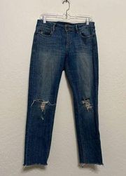 Lucky Brand Jeans Womens Crop Raw hem Size 6/28 Medium Wash Mid Rise Lolita