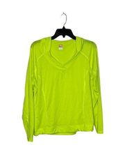 Lucy Activewear Hooded Top Size Small Neon Yellow Womens Stretch Athleisure