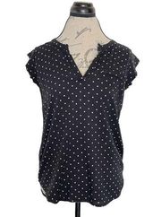 Anne Carson Size Small Womens Polka Dots Blouse Popover Short Sleeve Corpcore